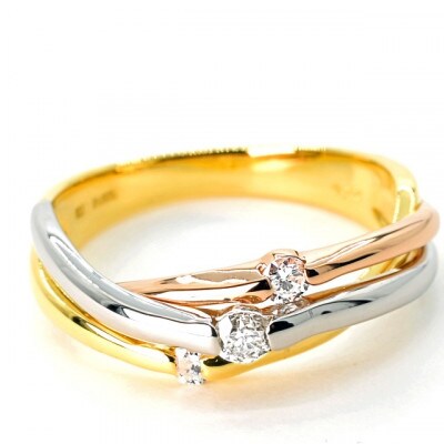 K18/PT　スリーカラーダイヤリング0.20CT　R3979DI-C #3