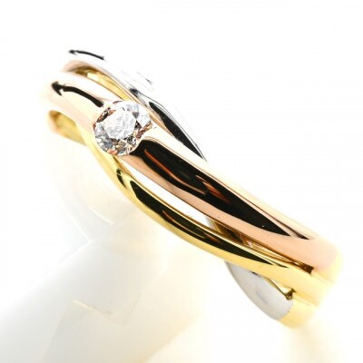 K18/PT　スリーカラーダイヤリング0.10CT　R3983DI-C #20