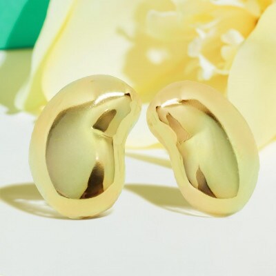 大きな豆 ピアス  K18