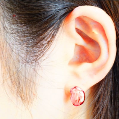 大きな豆 ピアス  K18PG