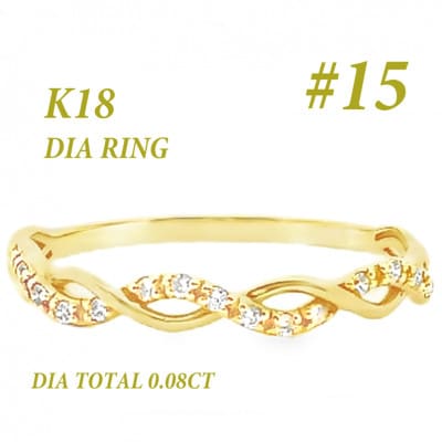 K18 ツイストデザインダイヤリング 0.08CT RADR-6903DI-Y #15