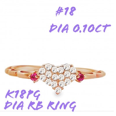K18PG DIA ルビー パヴェリング 0.10CT RADR-5318DI-R #18