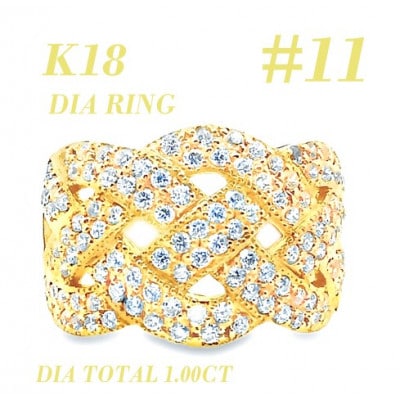 K18 DIA RING  1.0CT 1本 RAAT-20DI-Y #11
