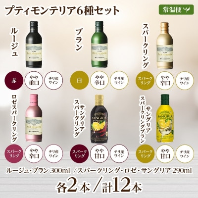 プティモンテリア 6種 飲み比べ セット 各2本 計12本 缶ワイン モンデ酒造 山梨県 笛吹市