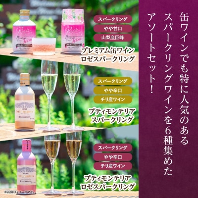 缶ワイン スパークリング 6種 飲み比べ 各2本 計12本 モンデ酒造 山梨県 笛吹市
