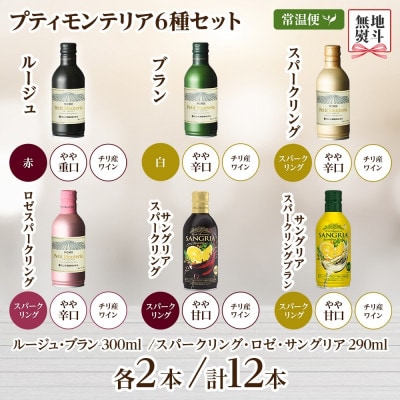 【熨斗】プティモンテリア 6種 飲み比べセット 各2本 計12本 缶ワイン モンデ酒造 山梨県笛吹市