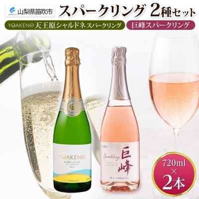 山梨県 スパークリング 2種飲み比べ(シャルドネスパークリング・巨峰スパークリング)各1本 笛吹市