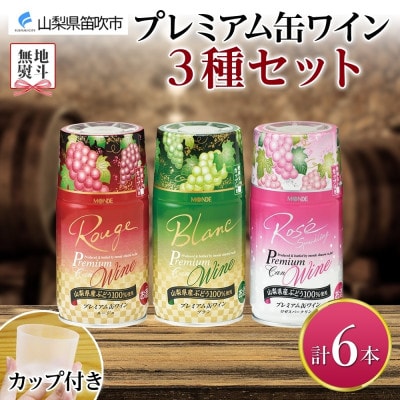 無地熨斗 プレミアム缶ワイン 3種セット 計6本入 モンデ酒造 山梨県 笛吹市