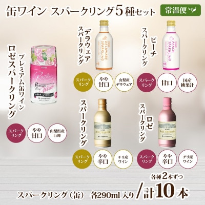缶スパークリングワイン 5種 計10本セット モンデ酒造 山梨県 笛吹市
