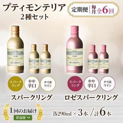 【毎月定期便】プティモンテリア スパークリング2種 290ml 6本 モンデ酒造 山梨 笛吹市全6回