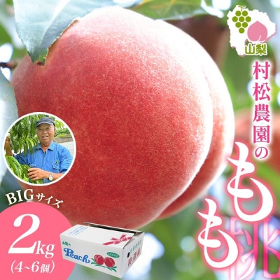 <2025年発送>農園こだわりの甘くてジューシーな「桃」2kg 4～6玉 村松農園 山梨県 笛吹市