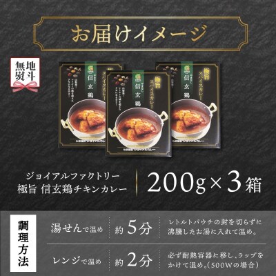 【無地熨斗】ジョイアルファクトリー 極旨スパイスカレー やまなし信玄鶏チキン 3個 山梨県 笛吹市