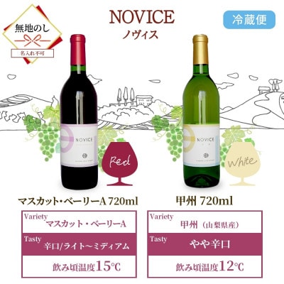 【無地熨斗】ワイン NOVICE 赤&白 飲み比べ 各1本 セット 日川中央葡萄酒 山梨県笛吹市