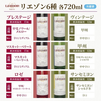 Liaisonリエゾン 6種6本セット 720ml 各1本 日川中央葡萄酒 山梨県 笛吹市