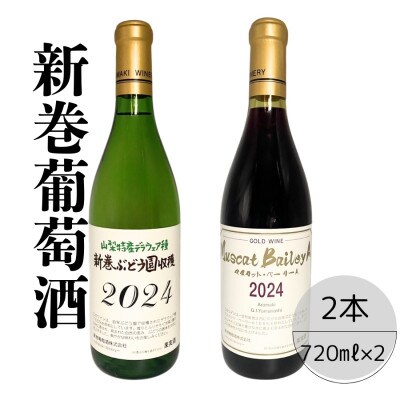 新巻酒造が贈るゴールドワインMBAと新巻ワインデラウェア赤白　計2本セット　167-029