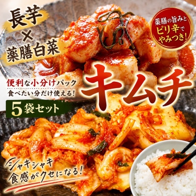 清匠昇谷　薬膳白菜キムチ 350g×3袋・長芋キムチ330g×2袋　小分けパック5袋セット　175