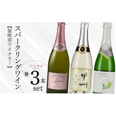笛吹スパークリングワイン3本セット 157-027 山梨ワイン