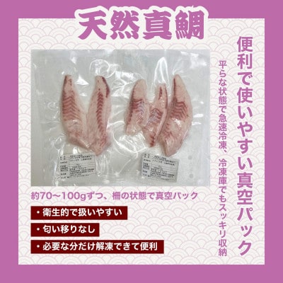 瀬戸内「天然」真鯛 お刺身用 1kg 柵でお届け(急速冷凍)| 便利な小分け 100gパック