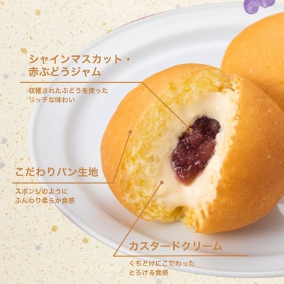 八天堂ファーム 果実なくりーむパンぶどう2種セット計16個(シャインマスカット8個・赤ぶどう8個)