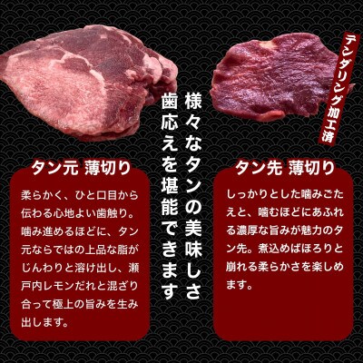 【国産】薄切り 牛たん 900g(300×3パック) 特製瀬戸内レモン塩だれ 国産牛 尾野精肉店