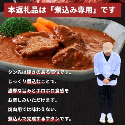 【国産牛タン タン先】超極厚1.5cm 厚切り 牛タンシチュー・煮込み用 500g 尾野精肉店