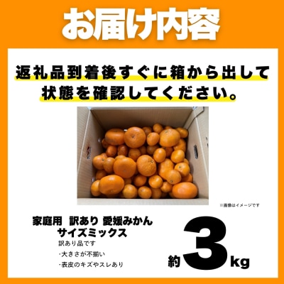 先行受付 訳あり 愛媛みかん 3kg サイズミックス ご家庭用 愛媛県 愛南町 愛なんよ