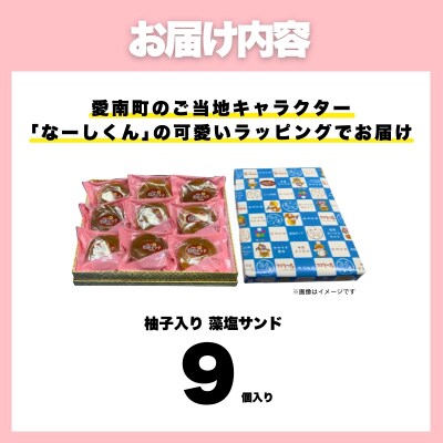 柚子入り 藻塩サンド 9個 老舗の味 塩スイーツ ゆず ギフト 贈り物 梶原製菓