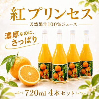 紅プリンセスジュース ストレート 720ml × 4本 中山農園
