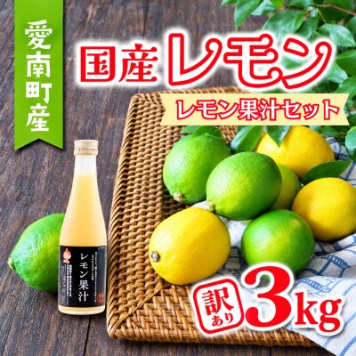 【先行予約】 訳ありレモン3kg + レモン果汁 300ml セット あいなんマザーズ