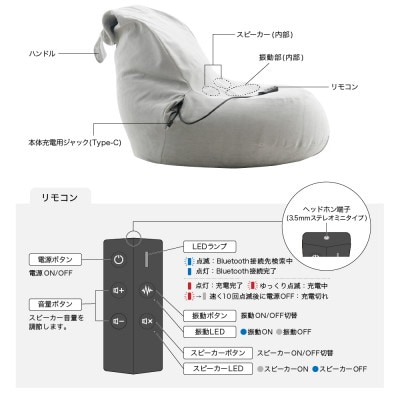 サウンドビーズクッション グレー/MCL201H