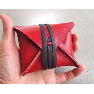 【KAKURA】紐巻きコインケース　urushiレッド　財布