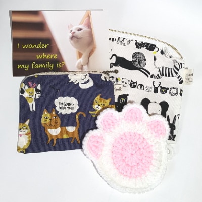 高槻ねこの会謹製【保護猫応援!】グッズセット(ポーチMLタイプ)