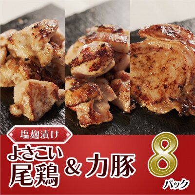 塩麹につけたよさこい尾鶏と力豚のセット　8パック