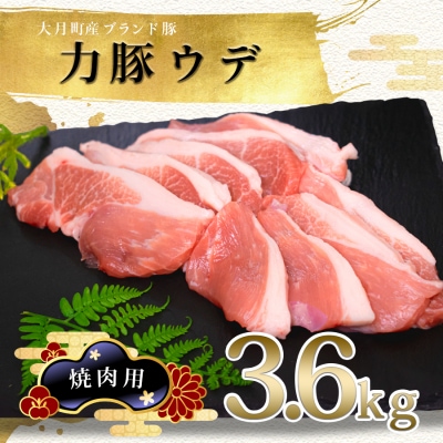 【国産】力豚 豚肉 ウデ肉 焼肉用3.6kg 小分け ブランド豚 焼き肉 BBQ ポーク 大容量
