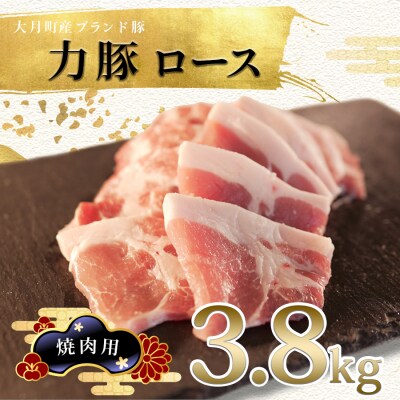 【国産】力豚 豚肉 ロース 焼き肉用3.8kg 小分け ブランド豚 焼肉 BBQ 真空 ポーク 冷凍