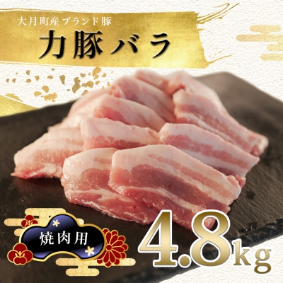 【国産】力豚 豚肉 バラ 焼肉用4.8kg 豚バラ 小分け 焼き肉 BBQ ブランド豚 ポーク 冷凍