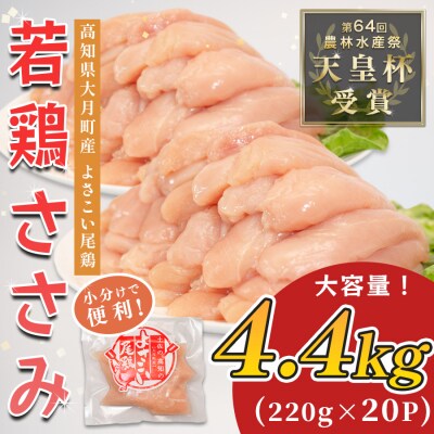 国産 鶏ささみ 4.4kg (220g×20P) 小分け 冷凍 高たんぱく 低脂質 よさこい尾鶏
