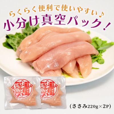 国産 鶏ささみ 440g (220g×2P) 小分け 冷凍 真空 高たんぱく 低脂質 よさこい尾鶏