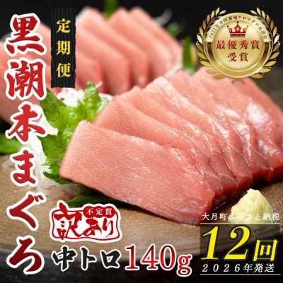 【定期便 12回】高知県産 本マグロ 中トロ 養殖 1柵 140g (不定貫)