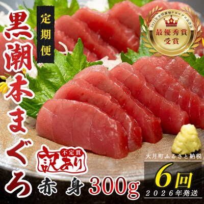 【定期便 6回】高知県産 本マグロ 赤身 養殖 2柵 300g (不定貫)