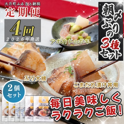 【定期便4回】ぶり3種(ぶり大根煮・ぶりポキ・ぶり漬け丼)×2個セット  鰤 ブリ 高知県 大月町 