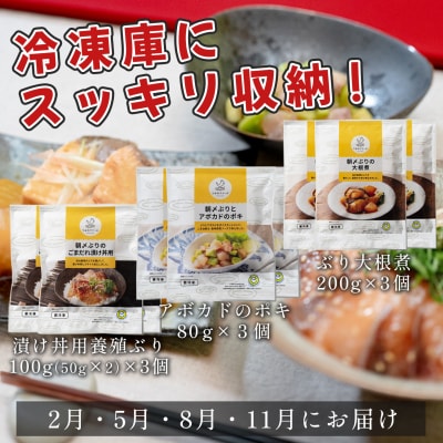 【定期便4回】ぶり3種(ぶり大根煮・ぶりポキ・ぶり漬け丼)×3個セット  鰤 ブリ 高知県 大月町 