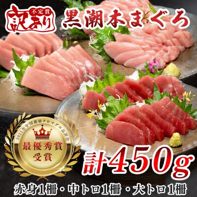 【訳アリ】 養殖本マグロ 赤身・中トロ・大トロ 450g 黒潮本まぐろ 不定貫 刺身 海鮮 産地直送