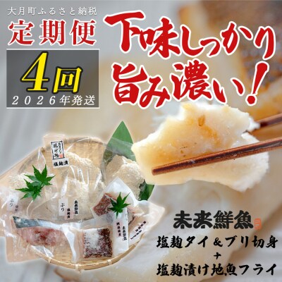 【定期便4回】塩麹に漬け込んだタイ&ブリ&地魚フライ 鯛 たい 鰤 ブリ 白身魚 揚げ物 おかず