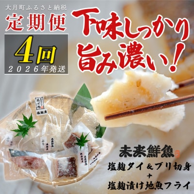 【定期便4回】塩麹に漬け込んだタイ&ブリ&地魚フライ 鯛 たい 鰤 ブリ 白身魚 揚げ物 おかず