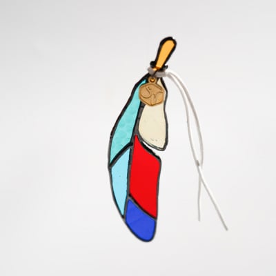 ステンドグラス 小鳥の羽根 ヤイロチョウ オーナメント 手作り インテリア雑貨  ハンドメイド 雑貨