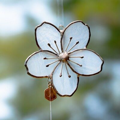 ステンドグラス 月光桜 モチーフ サンキャッチャー 手作り インテリア雑貨  ハンドメイド 雑貨