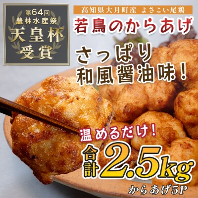 国産 よさこい尾鶏 鶏肉 唐揚げ 2.5kg 冷凍 簡単調理 時短調理 レンジ おかず お弁当