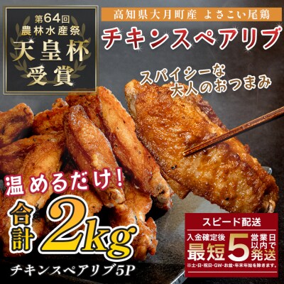 国産 よさこい尾鶏  手羽中 唐揚げ チキンスペアリブ 2kg スパイシー おつまみ 鶏肉 冷凍