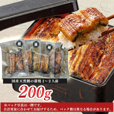 希少 国産天然うなぎ蒲焼 約1～2人前 200g 備長炭焼き 冷凍 うなぎ 蒲焼 四万十川